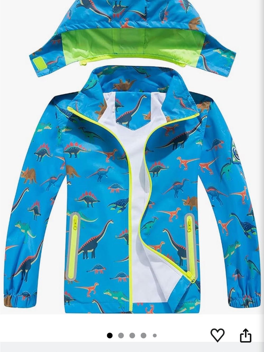 Kids Blue Dinosaur detachable Hooded Raincoat 3T/4T with compass! NWOT